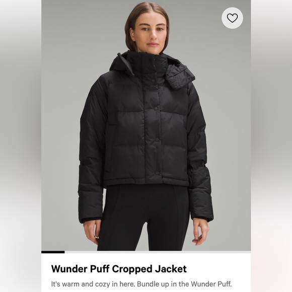 lululemon athletica Jackets & Blazers - Auth.✅ Lululemon Black “Wunder Puff” Cropped Jacket Size 14🖤❤️